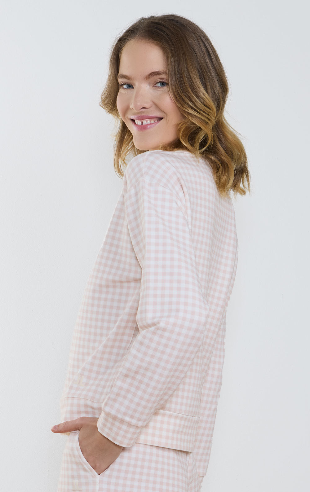 Gingham French Terry Pullover