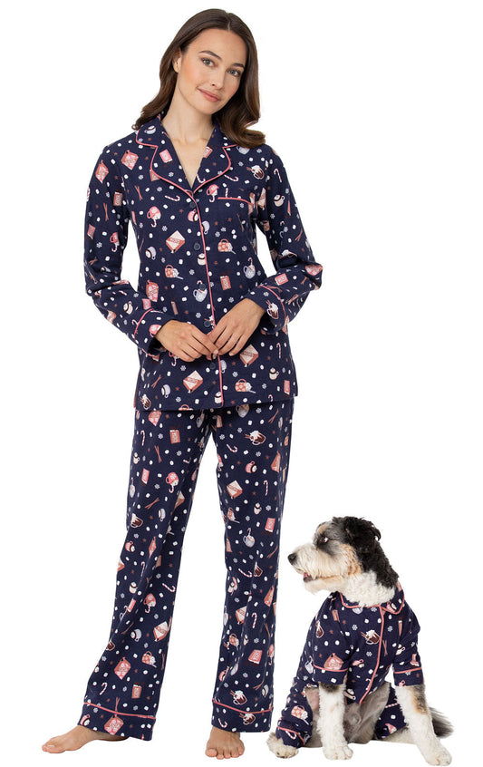 Mugs & Kisses Flannel Button-Front Matching Pet & Owner Pajamas