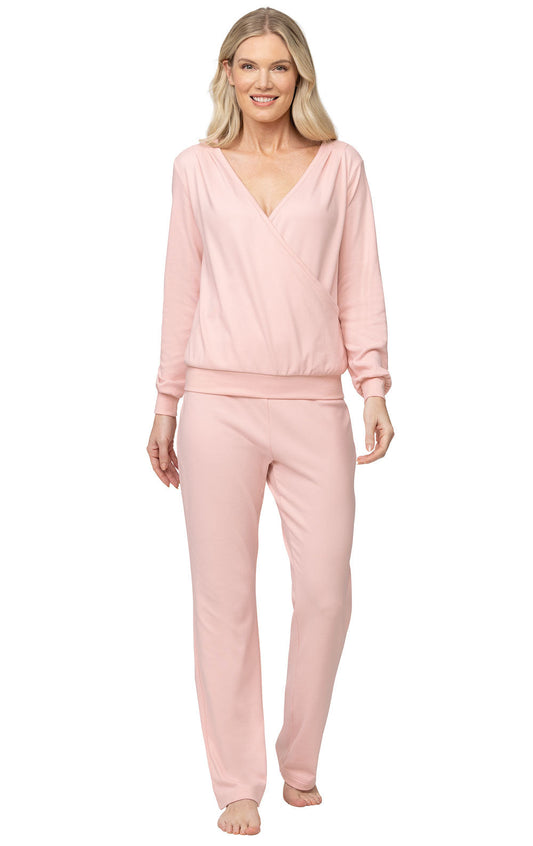 Brushed Knit Wrap Front Sweater Set