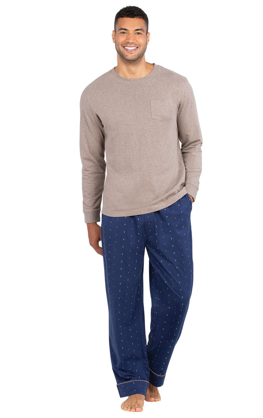 Printed Long Sleeve Pullover Men's Pajamas