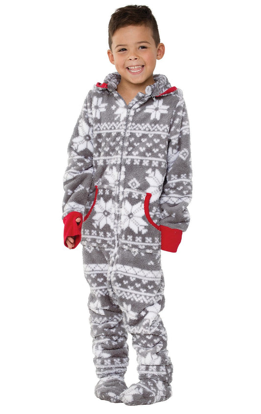 Nordic Fleece Hoodie-Footie Onesie Unisex Kids Pajamas