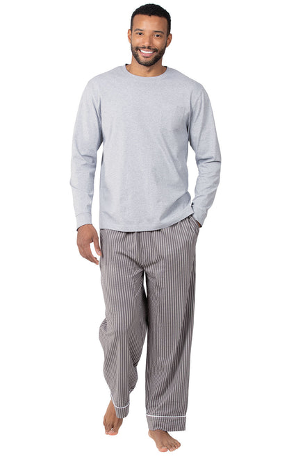 Striped Long Sleeve Pullover Men's Pajamas
