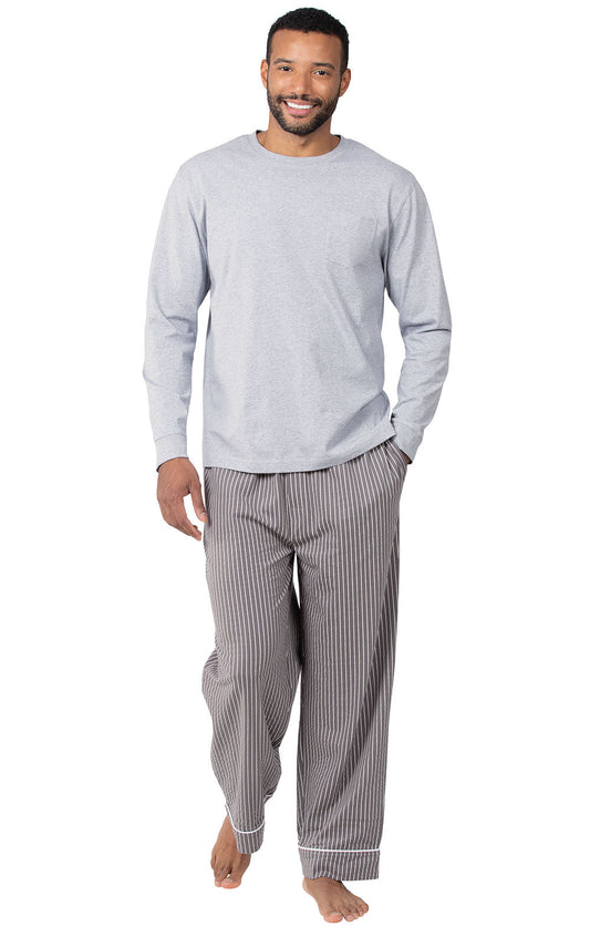 Striped Long Sleeve Pullover Men's Pajamas