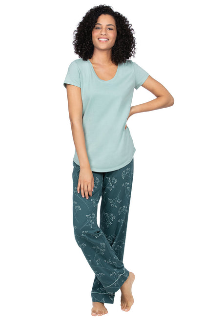 Short Sleeve V-Neck Pajamas - Baby's Breath