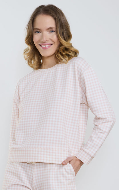 Gingham French Terry Pullover