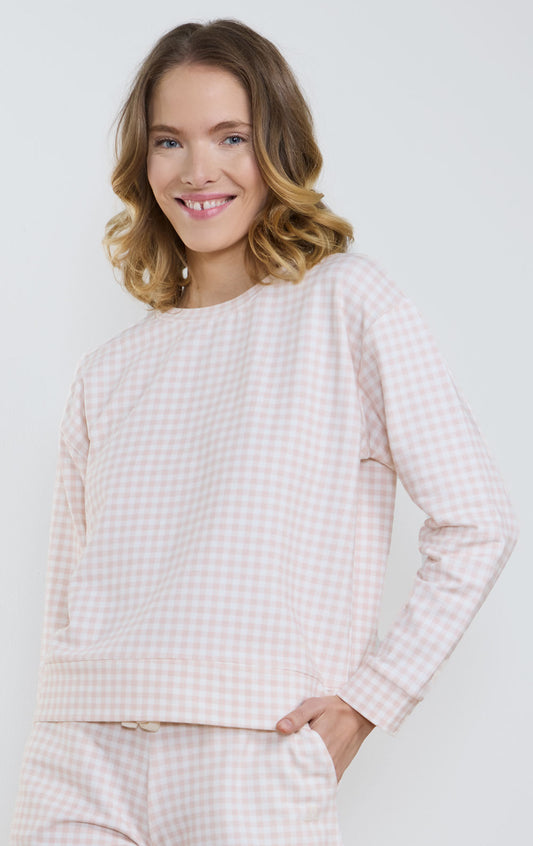 Gingham French Terry Pullover