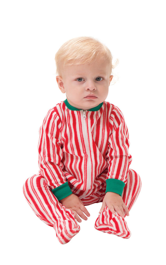 Candy Cane Fleece Onesie Infant Pajamas
