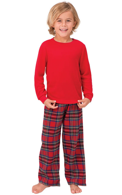 Stewart Plaid Thermal-Top Unisex Kids Pajamas