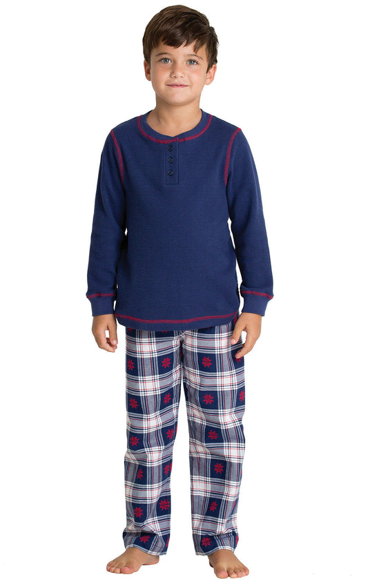 Snowfall Plaid Flannel Unisex Kids Pajamas