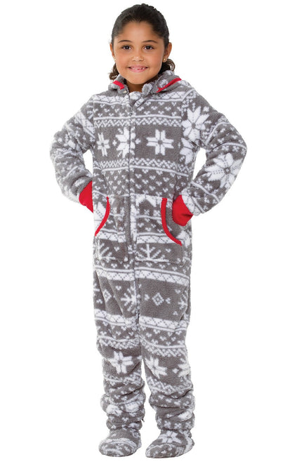 Nordic Fleece Hoodie-Footie Onesie Unisex Kids Pajamas