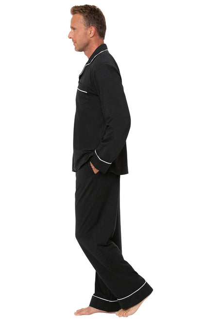 Solid Jersey Button-Front Men's Pajamas
