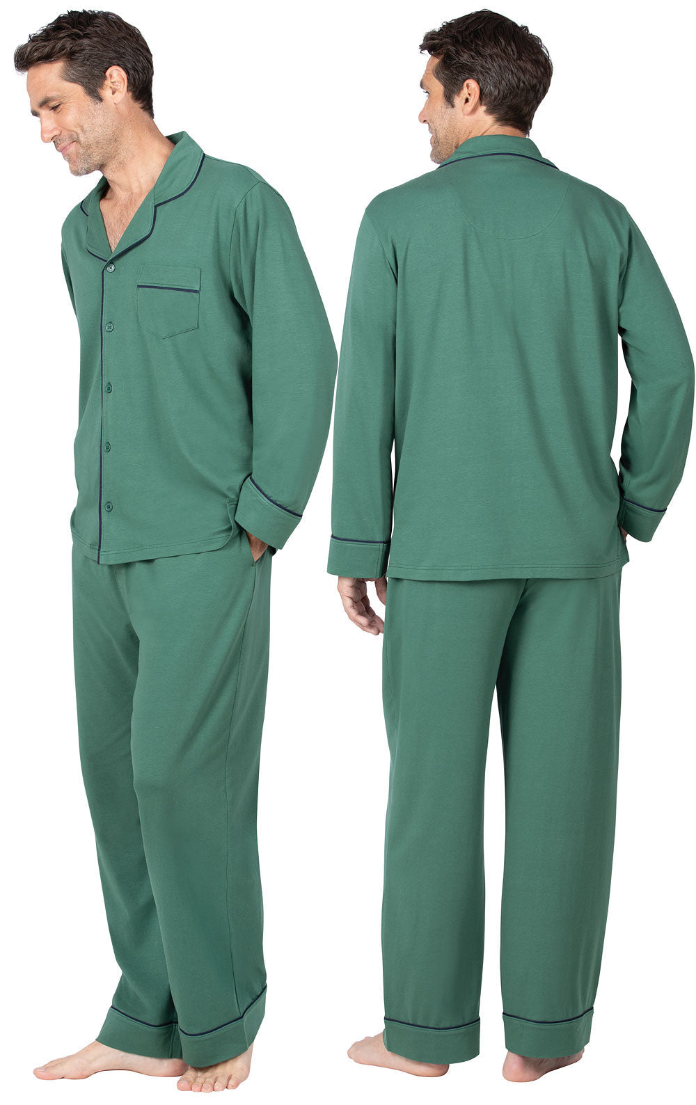 Solid Jersey Button-Front Men's Pajamas