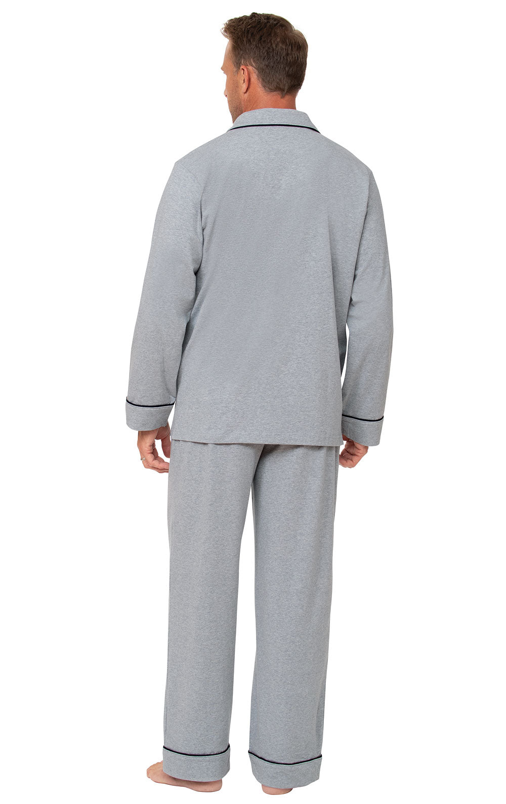 Solid Jersey Button-Front Men's Pajamas