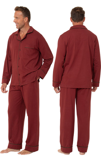 Solid Jersey Button-Front Men's Pajamas