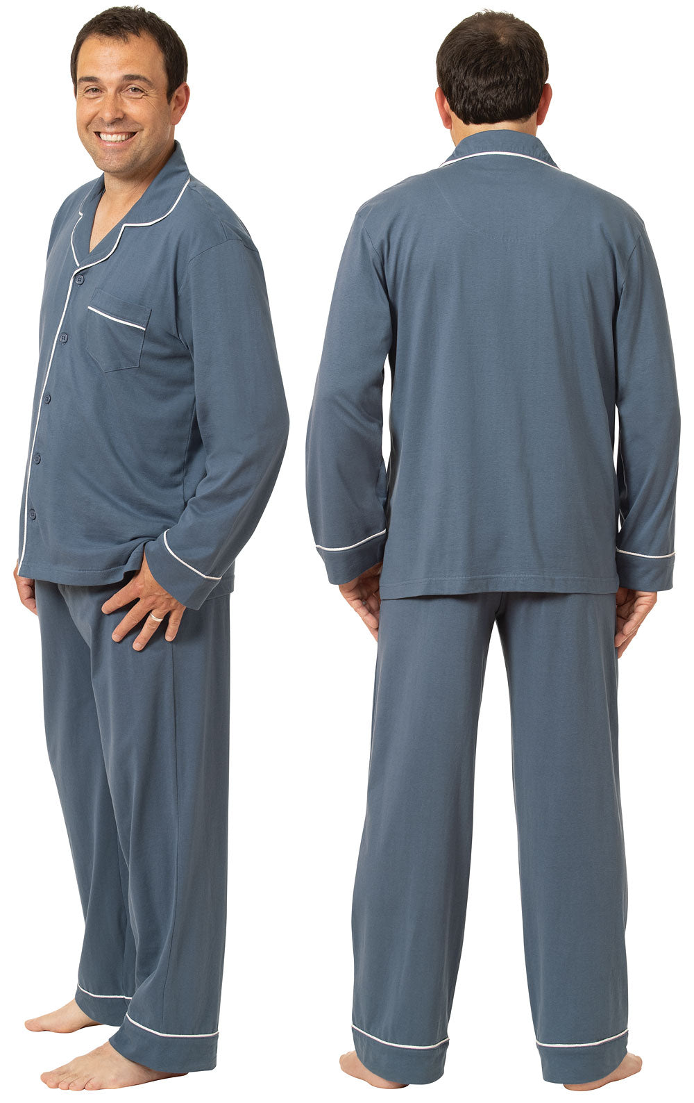 Solid Jersey Button-Front Men's Pajamas - Slate Blue