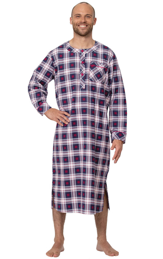 Snowfall Plaid Men’s Nightshirt- Final Sale