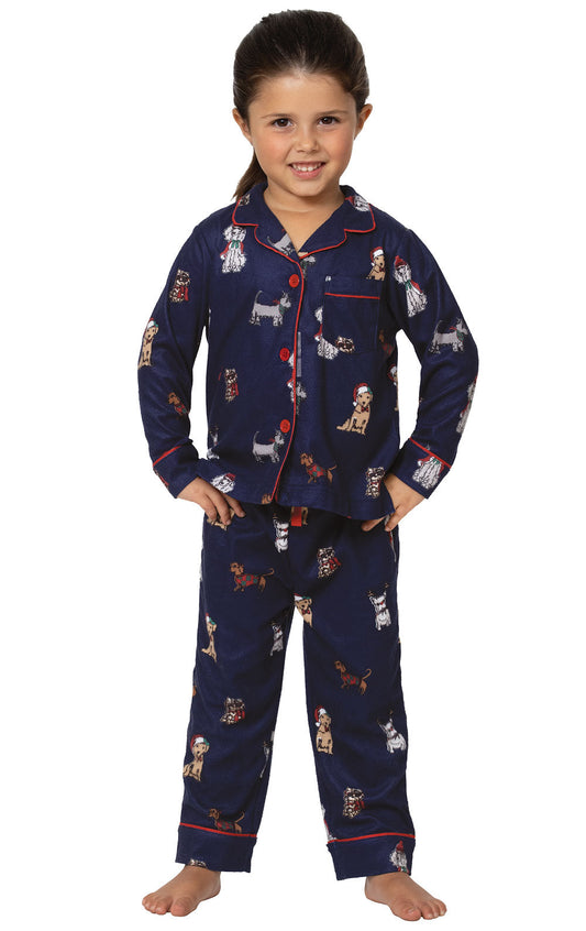 Christmas Dogs Button-Front Toddler Pajamas