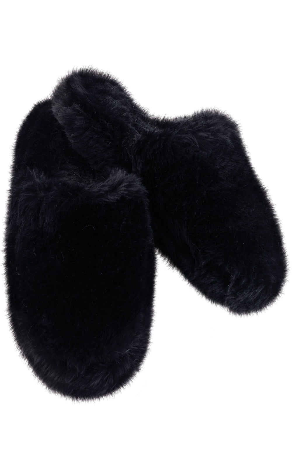 Black Fuzzy Wuzzy Adult Slippers- Final Sale