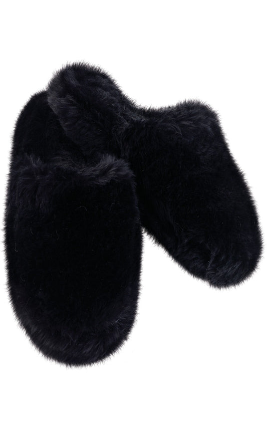 Black Fuzzy Wuzzy Adult Slippers- Final Sale