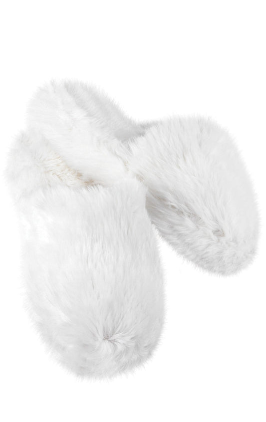 White Fuzzy Wuzzy Adult Slippers- Final Sale