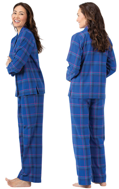 Bright Plaid Flannel Button-Front Pajamas