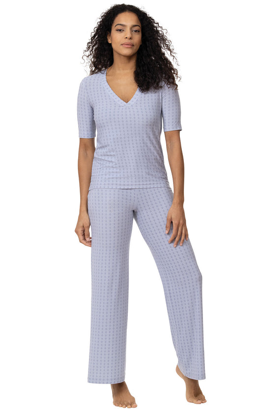 Naturally Nude Pajamas - Blue Geo - Final Sale
