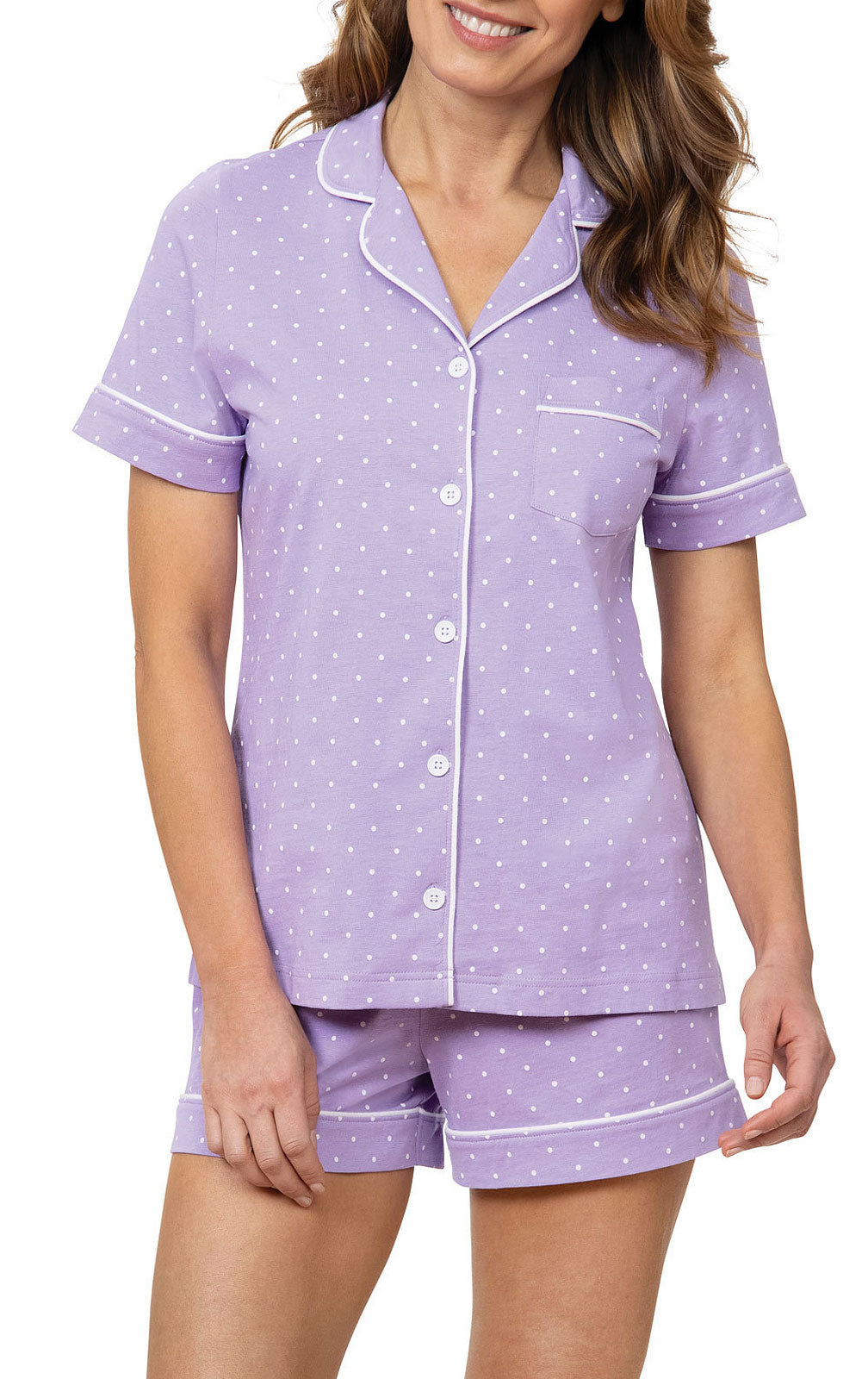 Classic Polka-Dot Button-Front Short Set