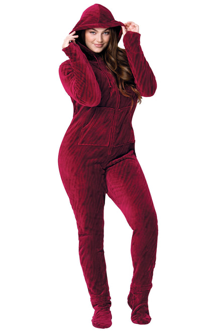 Garnet Zebra Hoodie-Footie Onesie Pajamas