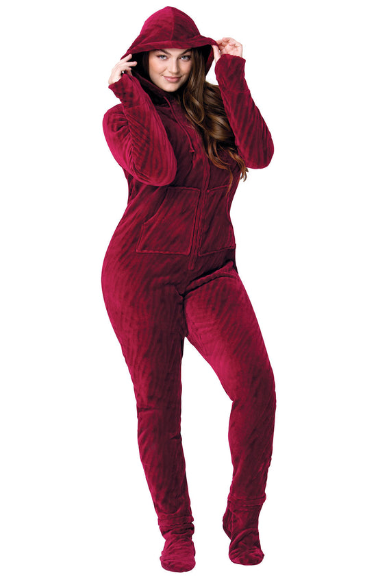 Garnet Zebra Hoodie-Footie Onesie Pajamas