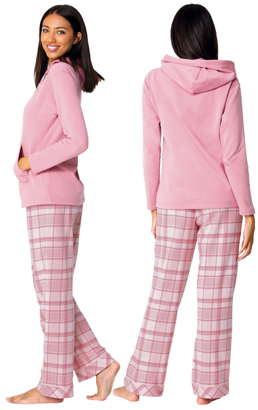 Glitzy Plaid Hoodie Pajamas