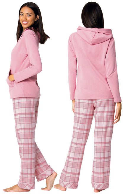Glitzy Plaid Hoodie Pajamas